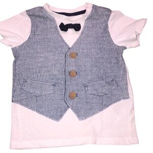 H&M size 6-9 months blue & white bow tie T-shirt